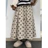 imagechouyatou Women Fall Y2K Polka Dot Coduroy Skirt Elastic Waist Winter ALine Flowy Pleated Midi Long SkirtBeige