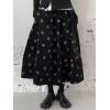 imagechouyatou Women Fall Y2K Polka Dot Coduroy Skirt Elastic Waist Winter ALine Flowy Pleated Midi Long SkirtBlack Grey