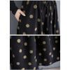 imagechouyatou Women Fall Y2K Polka Dot Coduroy Skirt Elastic Waist Winter ALine Flowy Pleated Midi Long SkirtBlack Yellow