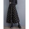 imagechouyatou Women Fall Y2K Polka Dot Coduroy Skirt Elastic Waist Winter ALine Flowy Pleated Midi Long SkirtBlack Yellow