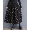 imagechouyatou Women Fall Y2K Polka Dot Coduroy Skirt Elastic Waist Winter ALine Flowy Pleated Midi Long SkirtBlack Yellow