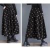 imagechouyatou Women Fall Y2K Polka Dot Coduroy Skirt Elastic Waist Winter ALine Flowy Pleated Midi Long SkirtBlack Yellow