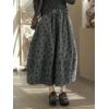 imagechouyatou Women Fall Y2K Polka Dot Coduroy Skirt Elastic Waist Winter ALine Flowy Pleated Midi Long SkirtGrey