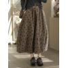imagechouyatou Women Fall Y2K Polka Dot Coduroy Skirt Elastic Waist Winter ALine Flowy Pleated Midi Long SkirtKhaki