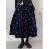 imagechouyatou Women Fall Y2K Polka Dot Coduroy Skirt Elastic Waist Winter ALine Flowy Pleated Midi Long SkirtNavy Blue