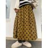 imagechouyatou Women Fall Y2K Polka Dot Coduroy Skirt Elastic Waist Winter ALine Flowy Pleated Midi Long SkirtYellow