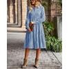 imagechouyatou Womens Retro Plaid Button Down Shirt Dress Long Sleeve Ruffle Tiered Midi Long Dress with PocketsBlue