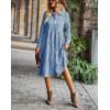 imagechouyatou Womens Retro Plaid Button Down Shirt Dress Long Sleeve Ruffle Tiered Midi Long Dress with PocketsBlue