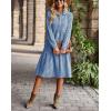 imagechouyatou Womens Retro Plaid Button Down Shirt Dress Long Sleeve Ruffle Tiered Midi Long Dress with PocketsBlue