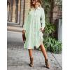 imagechouyatou Womens Retro Plaid Button Down Shirt Dress Long Sleeve Ruffle Tiered Midi Long Dress with PocketsGreen