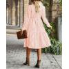 imagechouyatou Womens Retro Plaid Button Down Shirt Dress Long Sleeve Ruffle Tiered Midi Long Dress with PocketsOrange
