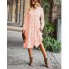 imagechouyatou Womens Retro Plaid Button Down Shirt Dress Long Sleeve Ruffle Tiered Midi Long Dress with PocketsOrange