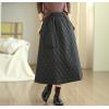 imagechouyatou Womens Winter Warm Elastic Waist Padded Quilted Midi Long Puffer Insulated Skirt with PocketBlack