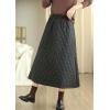 imagechouyatou Womens Winter Warm Elastic Waist Padded Quilted Midi Long Puffer Insulated Skirt with PocketBlack