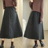 imagechouyatou Womens Winter Warm Elastic Waist Padded Quilted Midi Long Puffer Insulated Skirt with PocketBlack