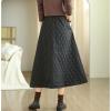 imagechouyatou Womens Winter Warm Elastic Waist Padded Quilted Midi Long Puffer Insulated Skirt with PocketBlack