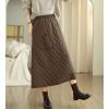 imagechouyatou Womens Winter Warm Elastic Waist Padded Quilted Midi Long Puffer Insulated Skirt with PocketBrown