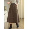imagechouyatou Womens Winter Warm Elastic Waist Padded Quilted Midi Long Puffer Insulated Skirt with PocketBrown
