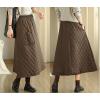 imagechouyatou Womens Winter Warm Elastic Waist Padded Quilted Midi Long Puffer Insulated Skirt with PocketBrown