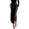 imagechouyatou Womens Sexy Lace Up Front ALine Skirt High Waist Pu Faux Leather Maxi Bodycon DressBlack