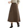 imagechouyatou Womens Winter Warm Elastic Waist Padded Quilted Midi Long Puffer Insulated Skirt with PocketBrown