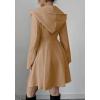 imagechouyatou Women Winter Double Breasted Hooded Wool Coat Casual ALine Wool Trench Coat Peacoat with HoodCamel