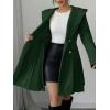 imagechouyatou Women Winter Double Breasted Hooded Wool Coat Casual ALine Wool Trench Coat Peacoat with HoodGreen