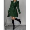 imagechouyatou Women Winter Double Breasted Hooded Wool Coat Casual ALine Wool Trench Coat Peacoat with HoodGreen