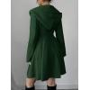 imagechouyatou Women Winter Double Breasted Hooded Wool Coat Casual ALine Wool Trench Coat Peacoat with HoodGreen