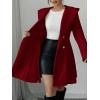 imagechouyatou Women Winter Double Breasted Hooded Wool Coat Casual ALine Wool Trench Coat Peacoat with HoodRed