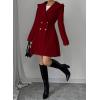 imagechouyatou Women Winter Double Breasted Hooded Wool Coat Casual ALine Wool Trench Coat Peacoat with HoodRed