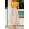 imagechouyatou Womens Elegant High Waisted Side Slit Irregular Bohemian Maxi Skirt with PocketsApricot