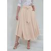 imagechouyatou Womens Elegant High Waisted Side Slit Irregular Bohemian Maxi Skirt with PocketsApricot