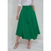 imagechouyatou Womens Elegant High Waisted Side Slit Irregular Bohemian Maxi Skirt with PocketsGreen