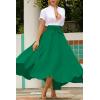 imagechouyatou Womens Elegant High Waisted Side Slit Irregular Bohemian Maxi Skirt with PocketsGreen