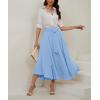 imagechouyatou Womens Elegant High Waisted Side Slit Irregular Bohemian Maxi Skirt with PocketsLight Blue