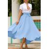 imagechouyatou Womens Elegant High Waisted Side Slit Irregular Bohemian Maxi Skirt with PocketsLight Blue