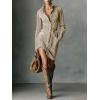 imagechouyatou Womens Long Sleeve Faux Suede Shirt Dress Casual Lapel Button Down Tunic Shift Mini Dresses with BeltApricot