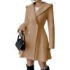 imagechouyatou Women Winter Double Breasted Hooded Wool Coat Casual ALine Wool Trench Coat Peacoat with HoodCamel