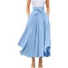 imagechouyatou Womens Elegant High Waisted Side Slit Irregular Bohemian Maxi Skirt with PocketsLight Blue