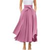 imagechouyatou Womens Elegant High Waisted Side Slit Irregular Bohemian Maxi Skirt with PocketsPink