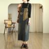 imagechouyatou Women Baggy Adjustable Strap Distressed Denim Overall Dress Splicing Pinafore Jean Tank DressBlue