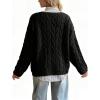 imagechouyatou Women Fall Notch VNeck Cable Knit Pullover Sweater Loose Winter Chunky Cozy Sweater Jumper TopBlack