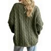 imagechouyatou Women Fall Notch VNeck Cable Knit Pullover Sweater Loose Winter Chunky Cozy Sweater Jumper TopGreen