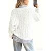 imagechouyatou Women Fall Notch VNeck Cable Knit Pullover Sweater Loose Winter Chunky Cozy Sweater Jumper TopWhite