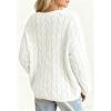 imagechouyatou Women Fall Notch VNeck Cable Knit Pullover Sweater Loose Winter Chunky Cozy Sweater Jumper TopWhite