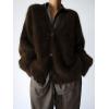 imagechouyatou Women Furry Open Front Cardigan VNeck Loose Casual Fluffy Knit Button Down Sweater CoatDark Brown