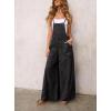 imagechouyatou Women Spaghetti Strap Wide Leg Denim Bib Overalls Jeans Casual Distressed Baggy Denim JumpsuitBlack
