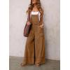 imagechouyatou Women Spaghetti Strap Wide Leg Denim Bib Overalls Jeans Casual Distressed Baggy Denim JumpsuitBrown