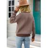 imagechouyatou Womens 2025 Fall Outfits Herringbone Striped Sweater Crewneck Long Sleeve Pullover Jumper TopsCoffee